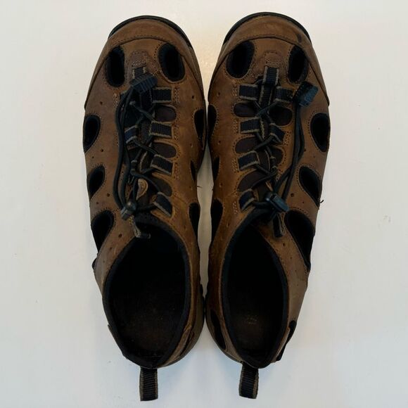 Duluth Trading Co Wild Boar Oiled Leather Sandals Brown 10 Wide 10W Adjustable - Picture 3 of 11